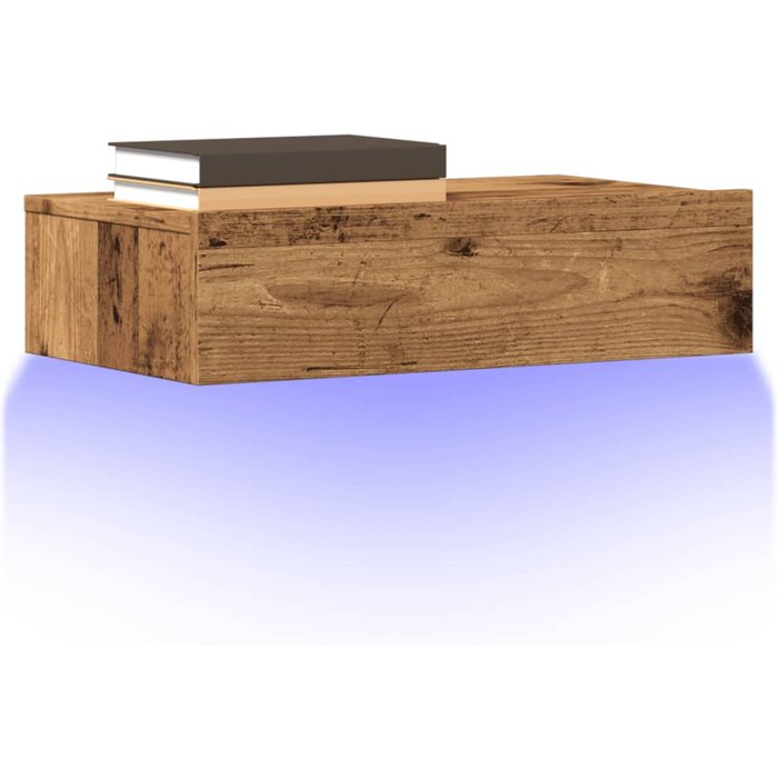 Mueble tv con iluminación led madera vieja 60x35x15,5 cm