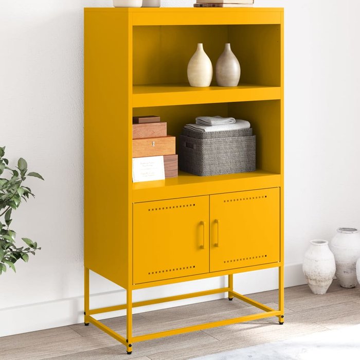 Aparador de acero amarillo mostaza 68,5x38,5x123,5 cm vidaxl