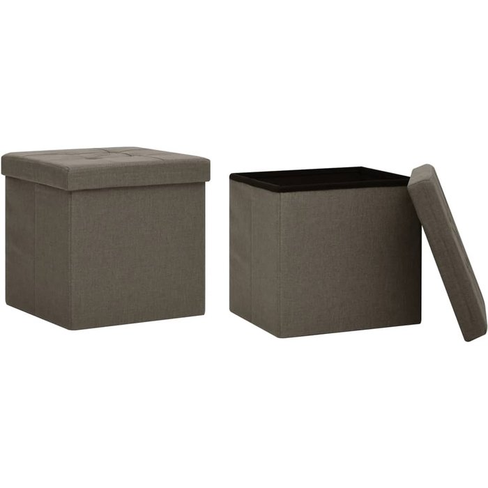 Taburetes de almacenaje plegables 2 uds lino sintético marrón