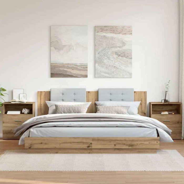 Mesitas noche 2 unidades madera ingeniería roble artisan 50x32x60 cm