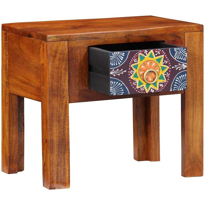 Mesa lateral marrón 40 x 30 x 36 cm madera maciza de acacia