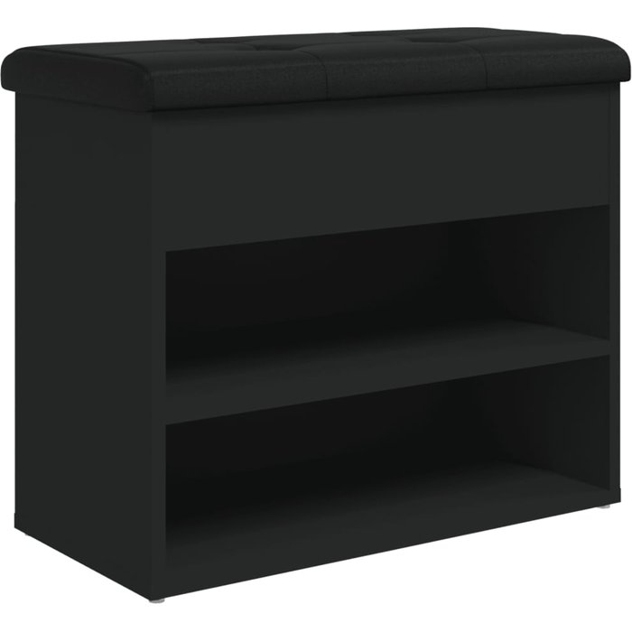 Banco zapatero madera de ingeniería negro 62x32x50 cm - comfortxl