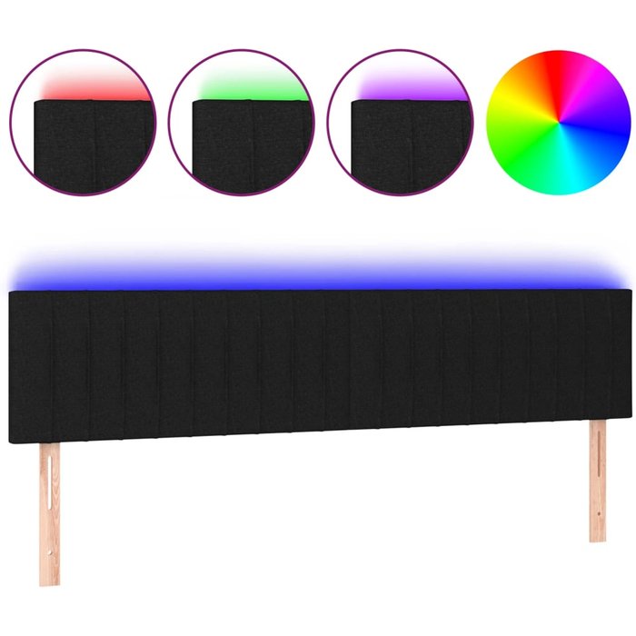 Cabecero cama - mueble cabecero con led de tela negro 160x5x78/88 cm
