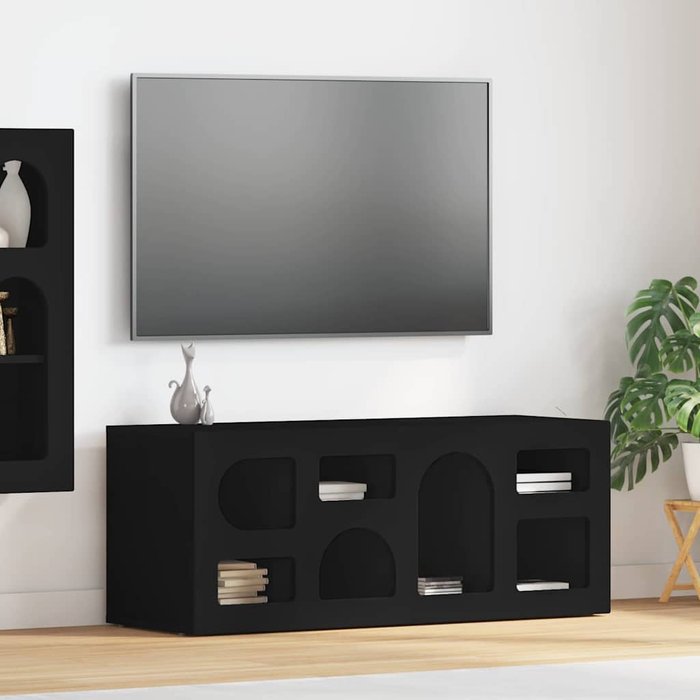 Mueble de tv negro 100 x 35 x 40 cm madera de ingeniería