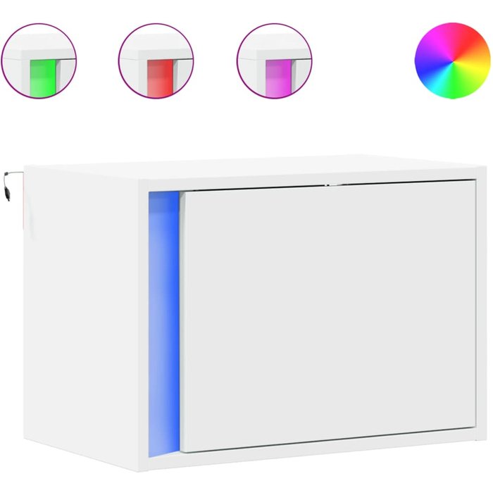 Mesitas de noche de pared con luces led 2 unidades blanco - comfortxl