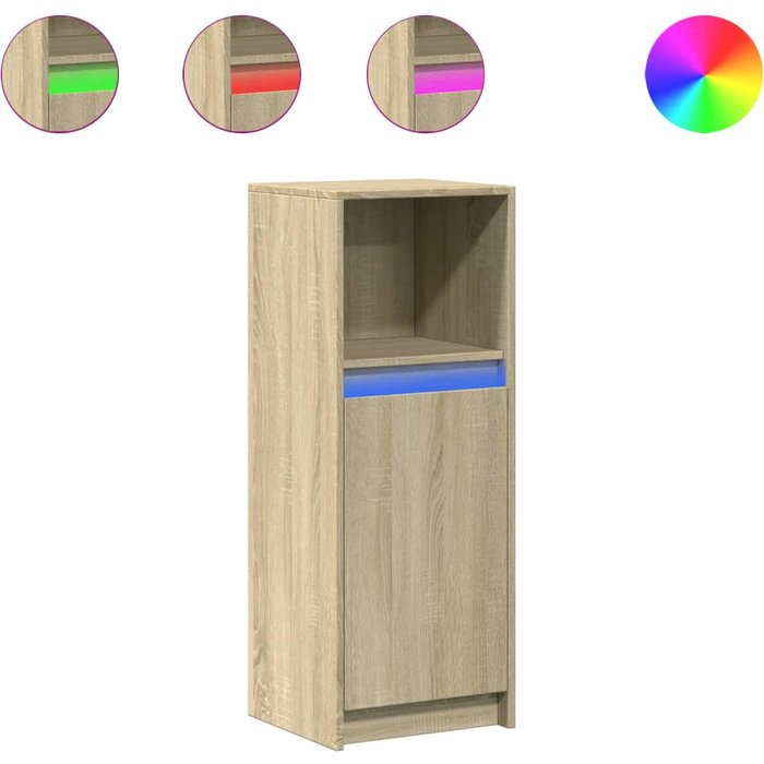 Aparador con led madera de ingeniería roble sonoma 38x34x100 cm - comfortxl