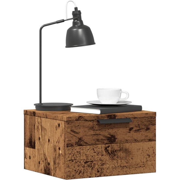 Mesitas de noche de pared 2 piezas madera vieja 34x30x20 cm