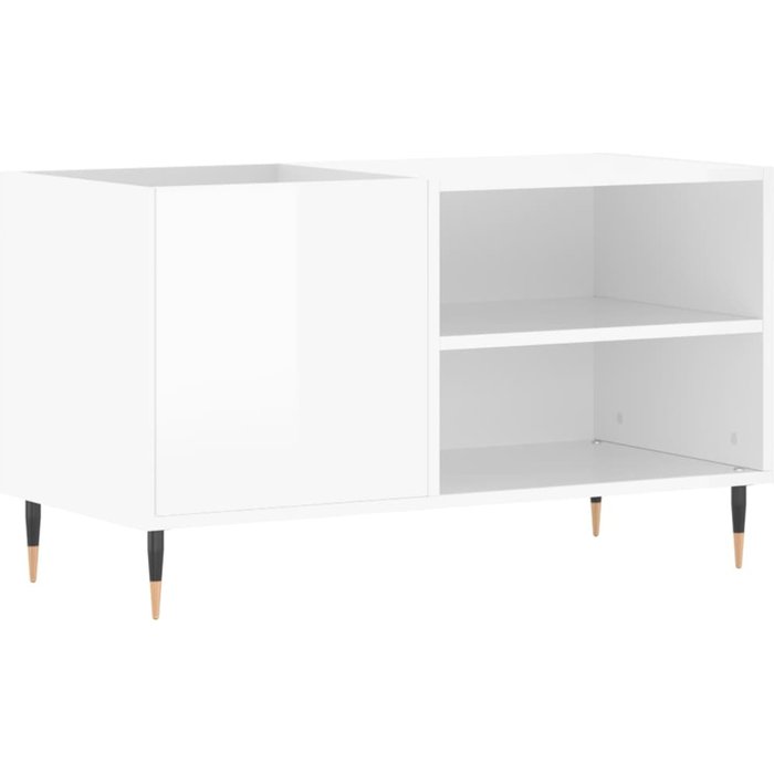 Mueble de discos madera de ingeniería blanco brillo 85x38x48 cm – comfortxl