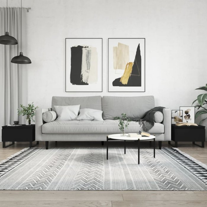 Mesas de centro 2 unidades madera de ingeniería negro 50x46x35 cm