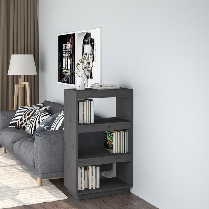Librería/separador gris 60x35x103 cm madera maciza de pino