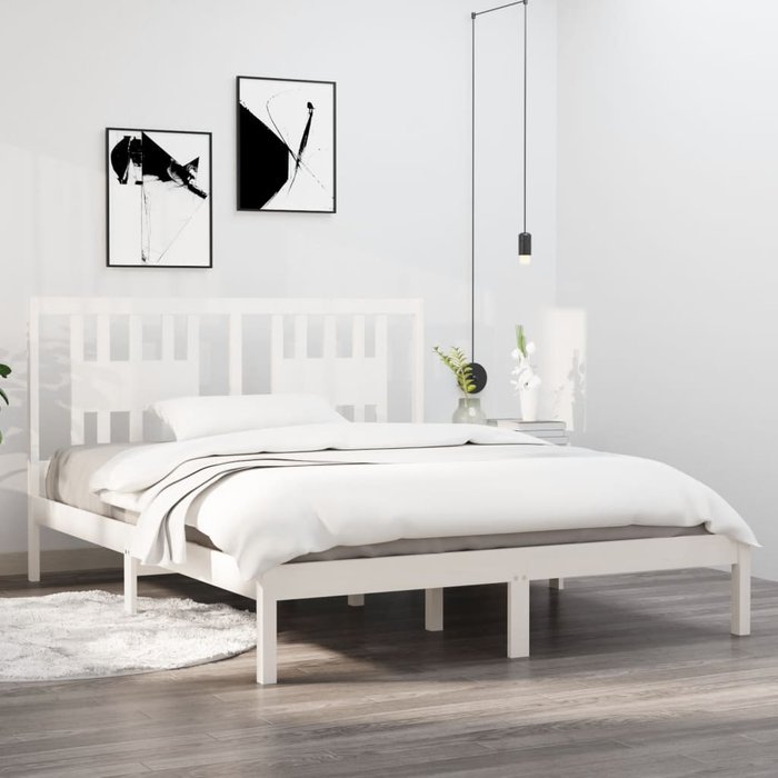 Estructura de cama de madera maciza de pino blanco 140x200 cm vidaxl