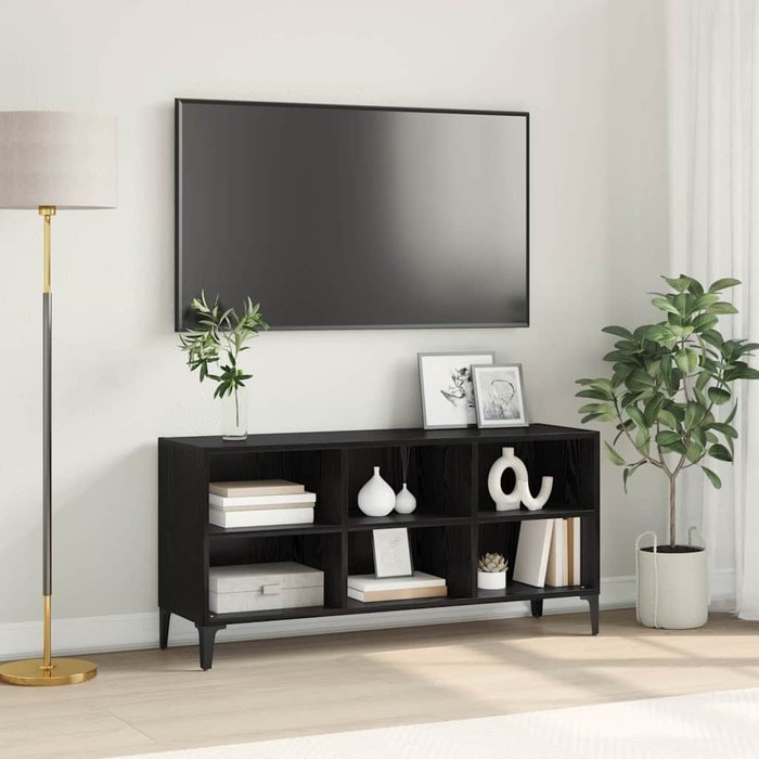 Mueble de tv negro, 103,5 x 30 x 50 cm, madera de ingeniería