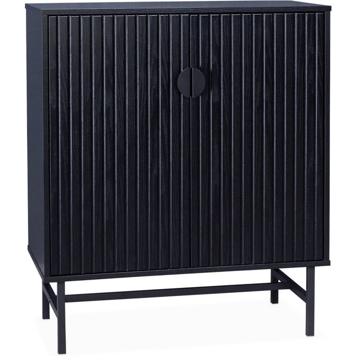 Aparador con efecto madera de 2 puertas, 83.5cm negro - 80x39x92.5 cm
