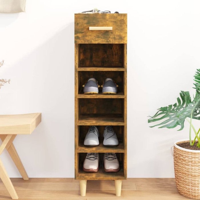 Vidaxl mueble zapatero madera contrachapada roble ahumado 30x35x105 cm