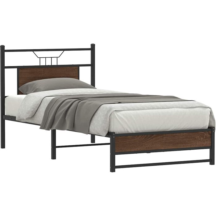 Estructura de cama sin colchón madera marrón roble 75x190 cm