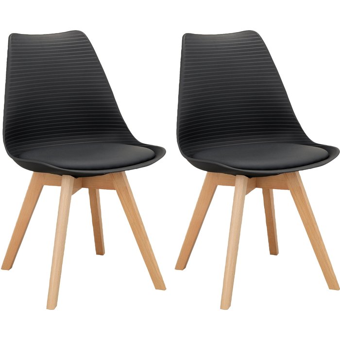 Lote de 2 sillas de comedor de plástico negro