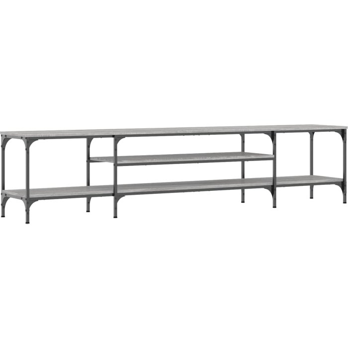 Mueble tv sonoma gris 201x35x45 cm madera contrachapada y hierro