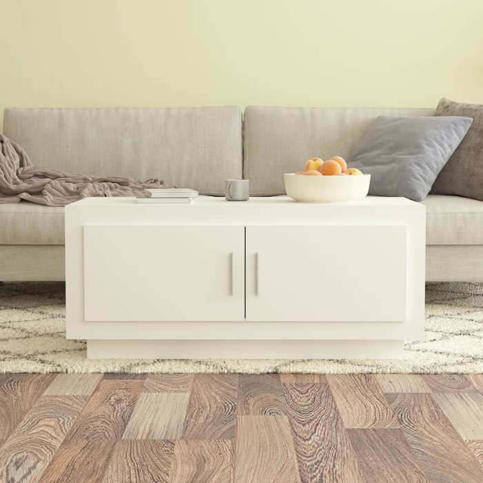 Mesa de centro blanco 102x50x45 cm madera contrachapada