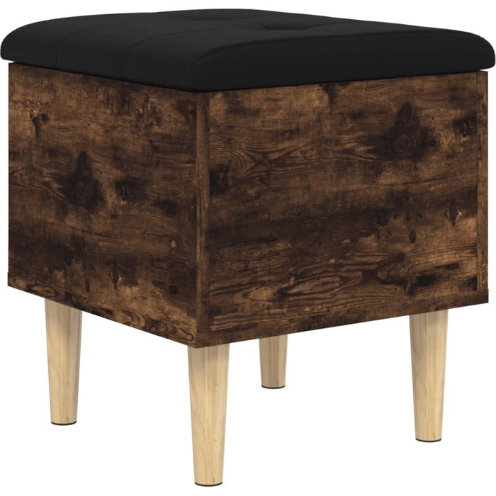 Banco con almacenaje madera ingeniería roble ahumado 42x42x46cm - comfortxl