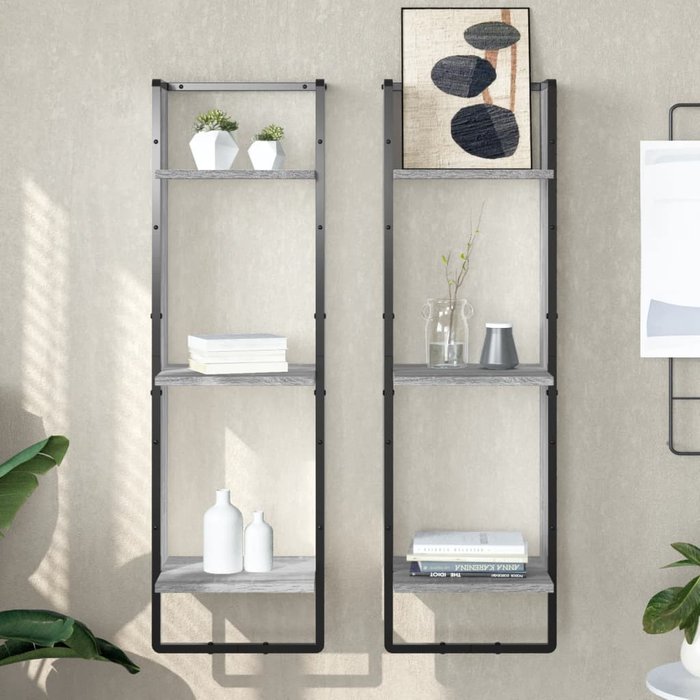 Estantería de pared sonoma grey de 3 niveles, 30x25x100 cm