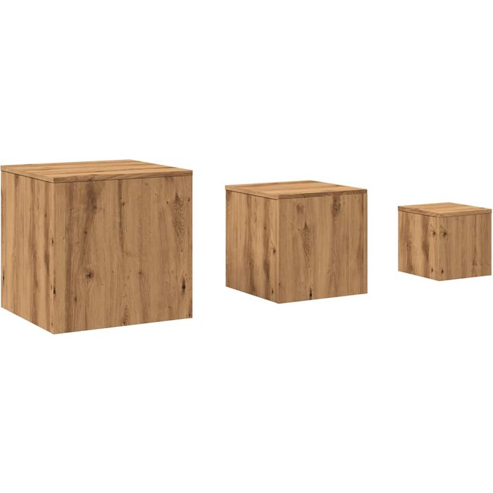 Mesas auxiliares 3 uds madera de ingeniería roble artisan - comfortxl