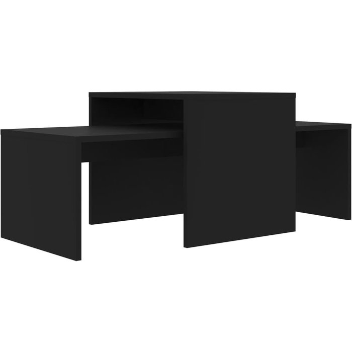 Set de mesas de centro madera contrachapada negro 100x48x40 cm - comfortxl