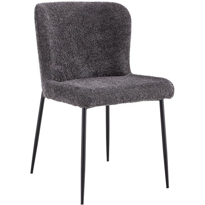 Silla tapizada en bouclé para comedor en color gris oscuro. colección lise