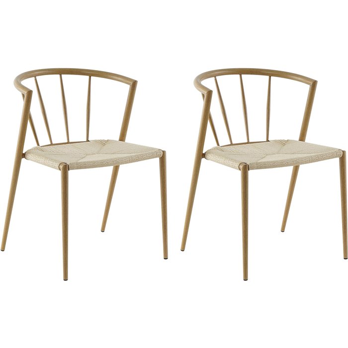 Sillas de comedor homcom acero, cuerda de papel roble 51x51x71 cm