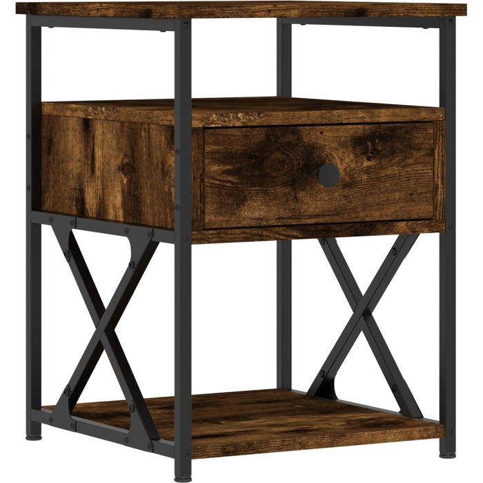 Mesita de noche madera de ingeniería roble ahumado 40x42x55 cm - comfortxl