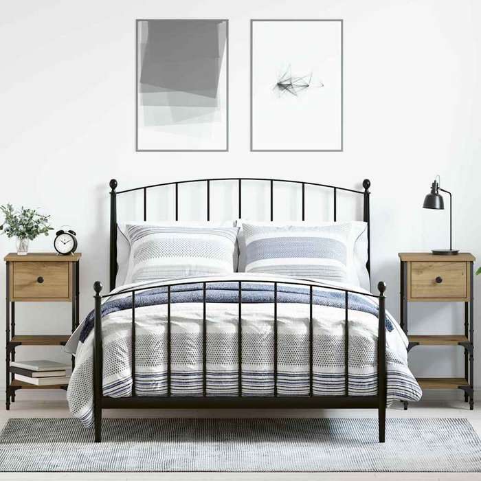 Mesilla de noche con cajón, 2 piezas, marrón, 33,5 x 36 x 70 cm