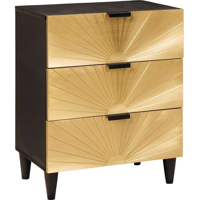 Vidaxl mesa de noche con cajón negro y dorado 50 x 33 x 60 cm