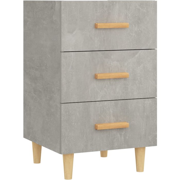 Mesita de noche gris hormigón 40x40x66 cm de madera contrachapada