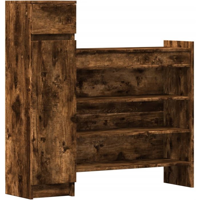 Zapatero madera de ingeniería roble ahumado 100,5x28x100 cm - comfortxl