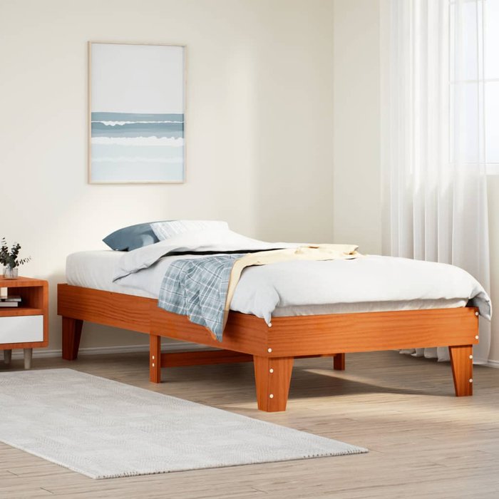 Estructura de cama sin colchón cera marrón 75x190 cm madera maciza de pino
