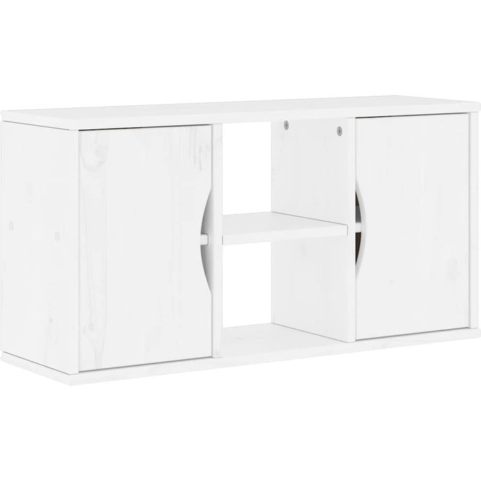 Mueble de tv odda en pino macizo blanco 79x24x40 cm - comfortxl