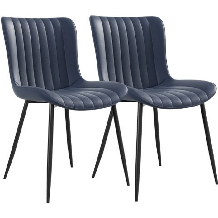 Lote de 2 sillas comedor, imitación cuero, azul, moderna – comfortxl