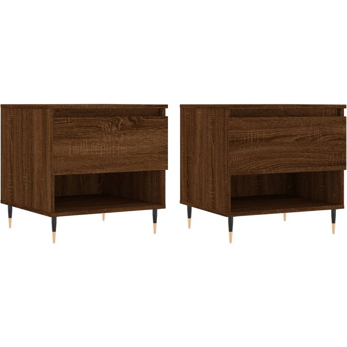 2 mesas de centro de madera laminada, roble marrón, 50x46x50cm - comfortxl