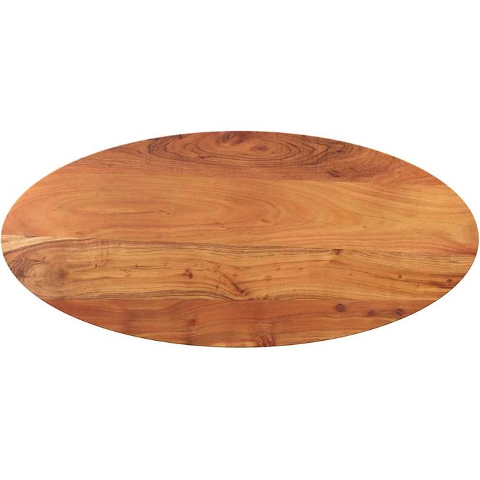 Tablero ovalado de madera maciza de acacia de 120x50x2,5 cm.