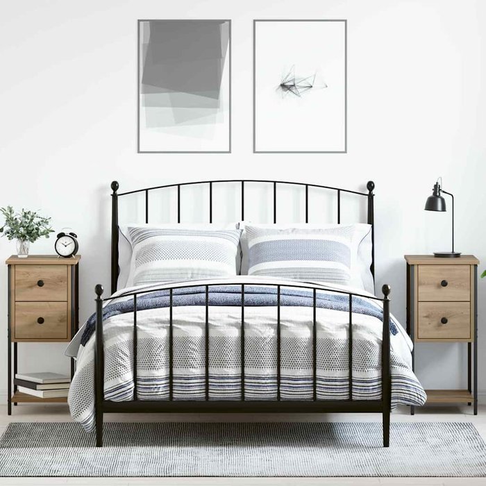 Mesilla de noche de 2 piezas en roble artesanal, 32 x 42 x 70 cm