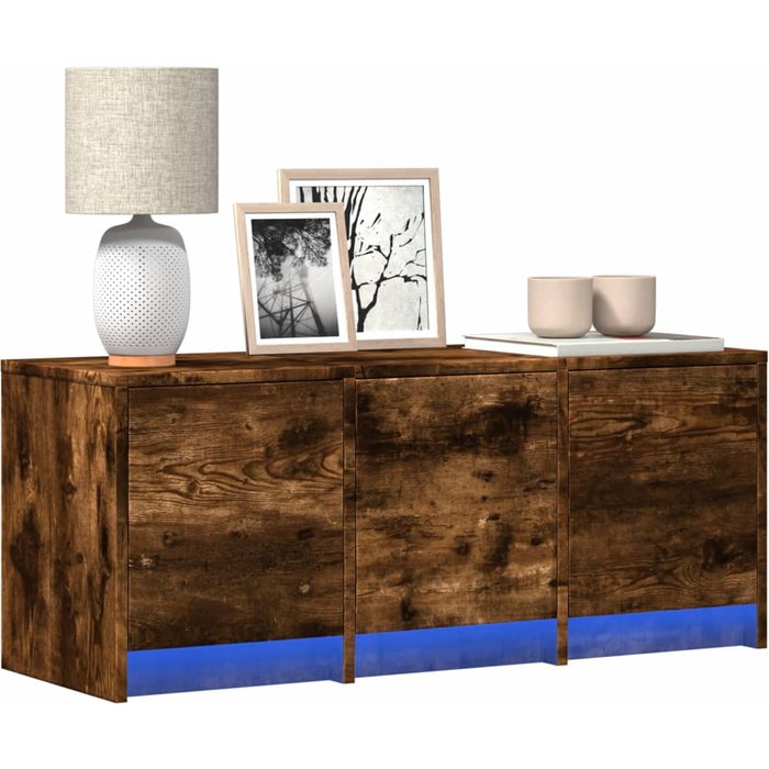 Mueble tv con led roble ahumado 97x34x40 cm madera contrachapada