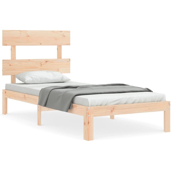 Estructura de cama con cabecero madera maciza — comfortxl