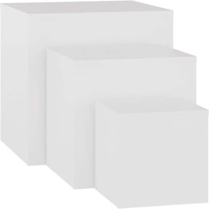 Mesas auxiliares 3 uds madera de ingeniería blanco - comfortxl