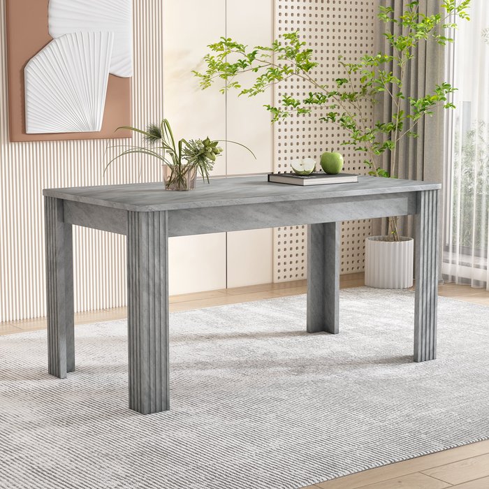 Mesa de comedor 116x65x75 cm, diseño moderno, patas robustas, aglomerado, gris
