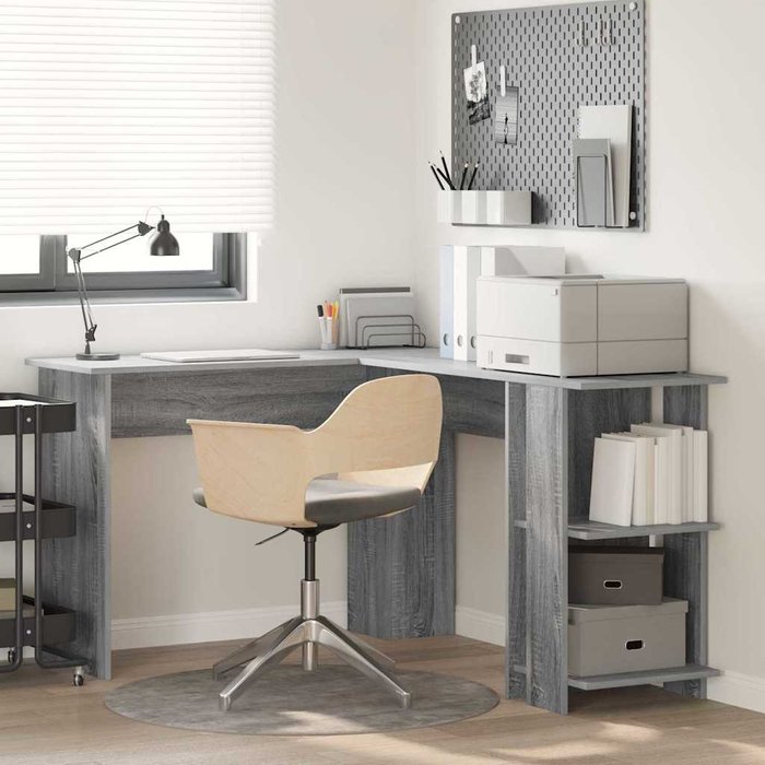Maison exclusive - escritorio de esquina gris sonoma 140 x 113,5 x 75 cm