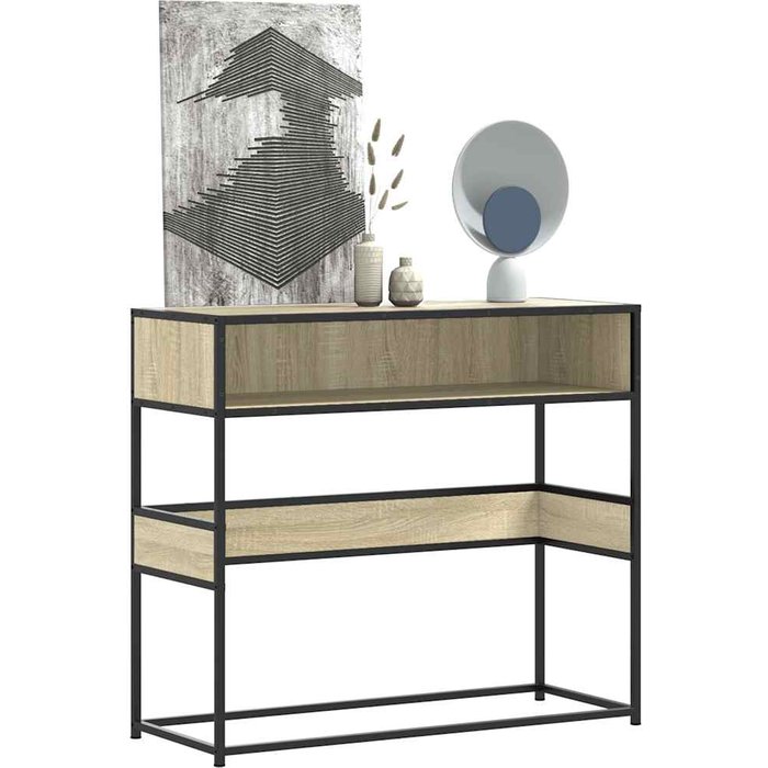 Mesa consola de madera de ingeniería roble sonoma 90x35x80 cm