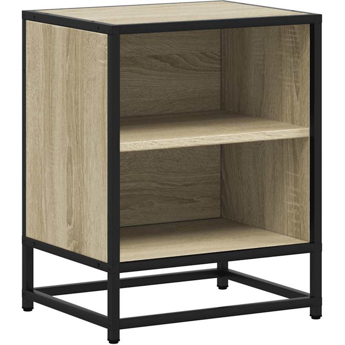 Mesita de noche madera ingeniería roble sonoma 40x31x50cm metal - comfortxl