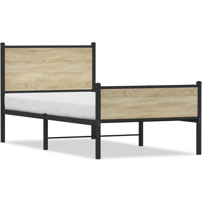 Estructura de cama sin colchón metal roble sonoma 100x200 cm vidaxl