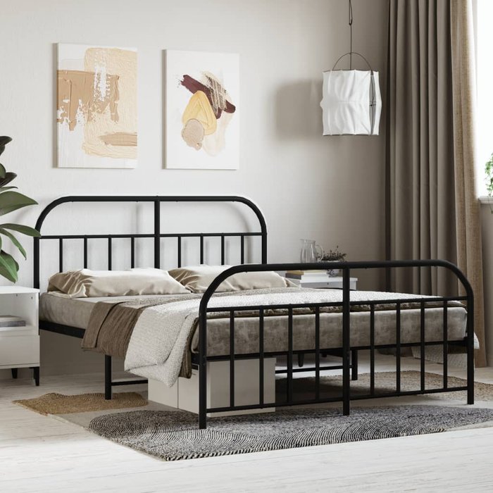 Estructura cama sin colchón con estribo metal negro 140x190 cm vidaxl
