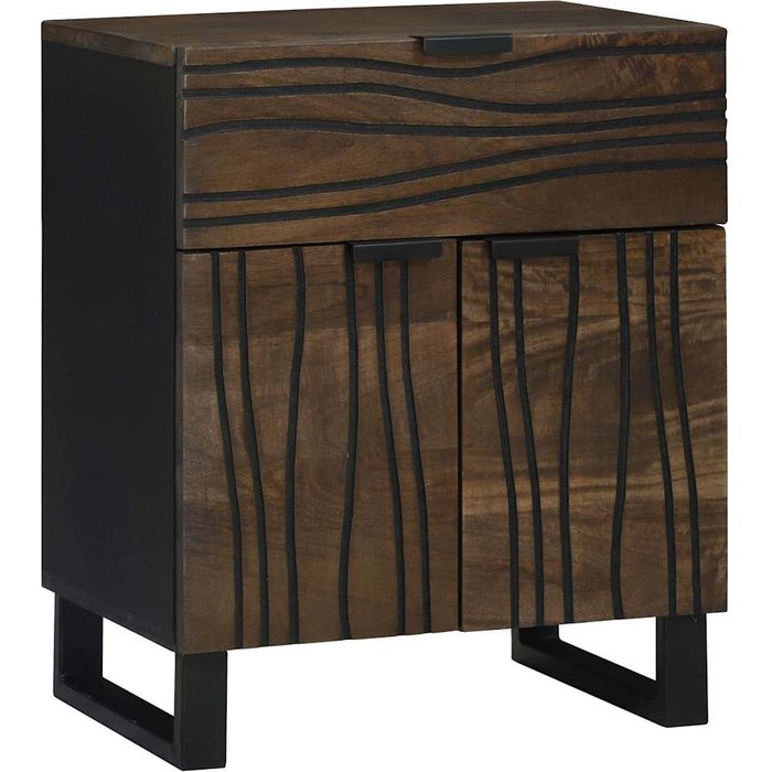 Mesita de noche de nogal, 50 x 33 x 60 cm, madera maciza de acacia.