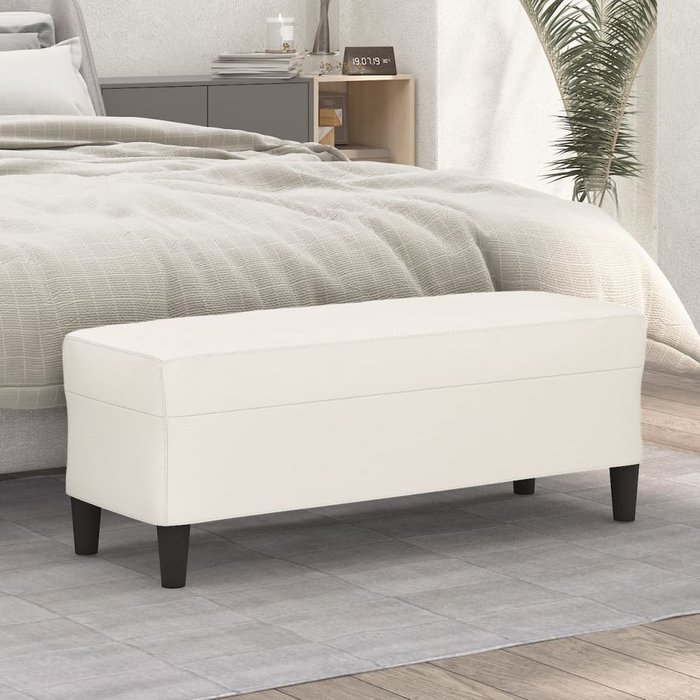 Banco interior | banco de cuero sintético color crema 100x35x41 cm cfw65567